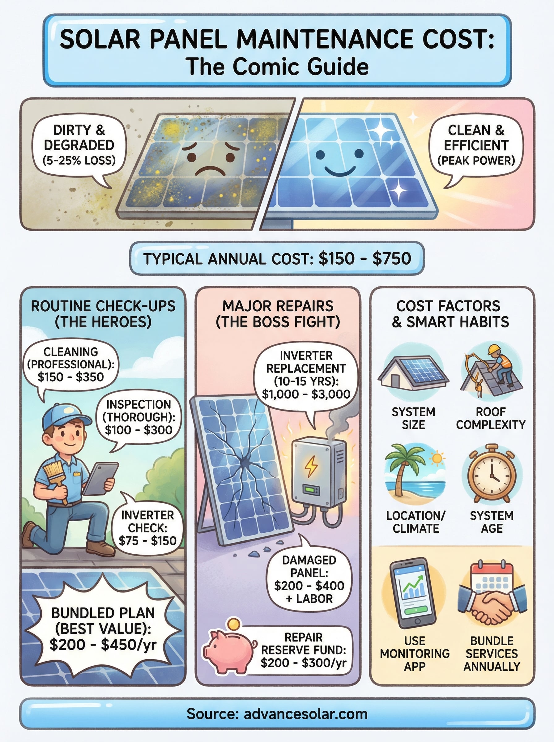 solar panel maintenance cost infographic