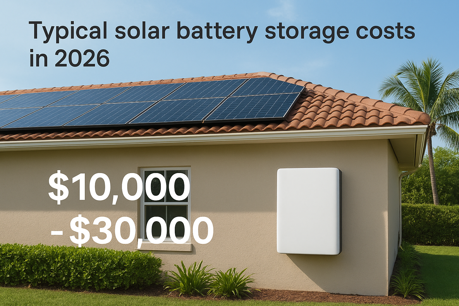 Typical solar battery storage costs in 2026