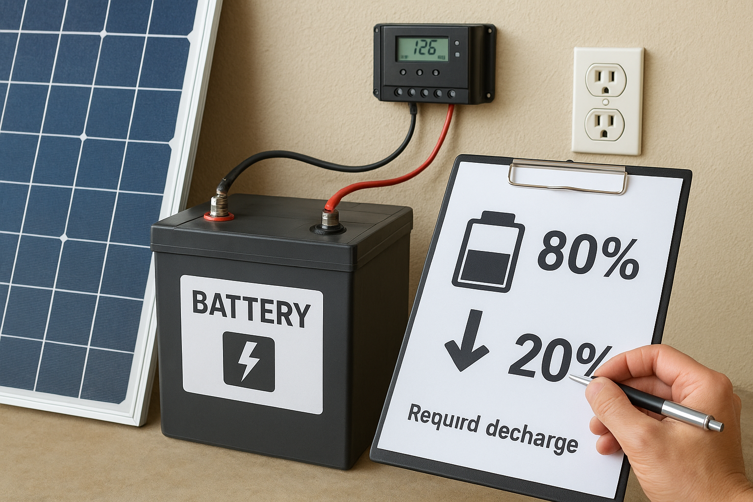 Factor in depth of discharge and efficiency losses