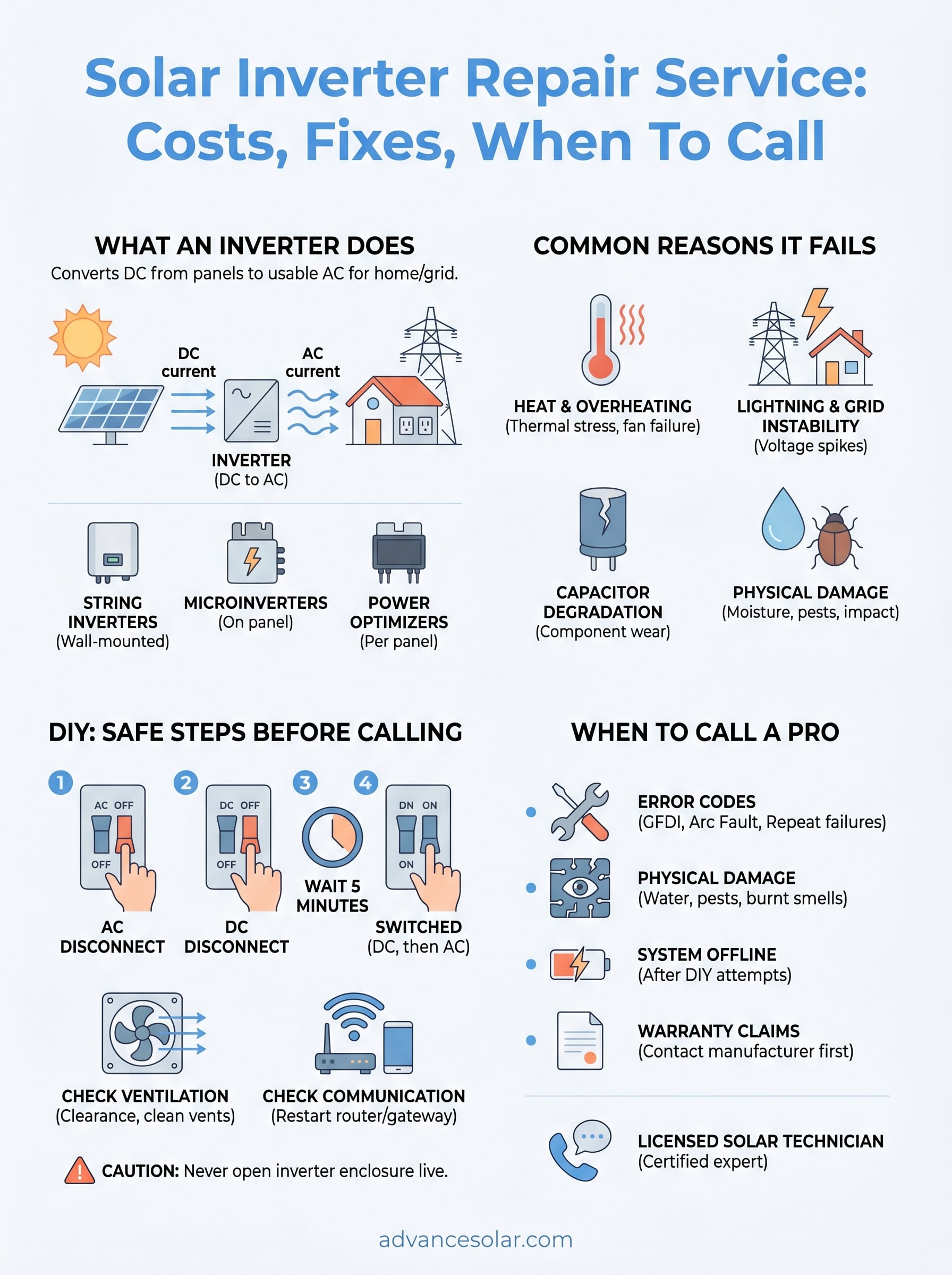 solar inverter repair service infographic
