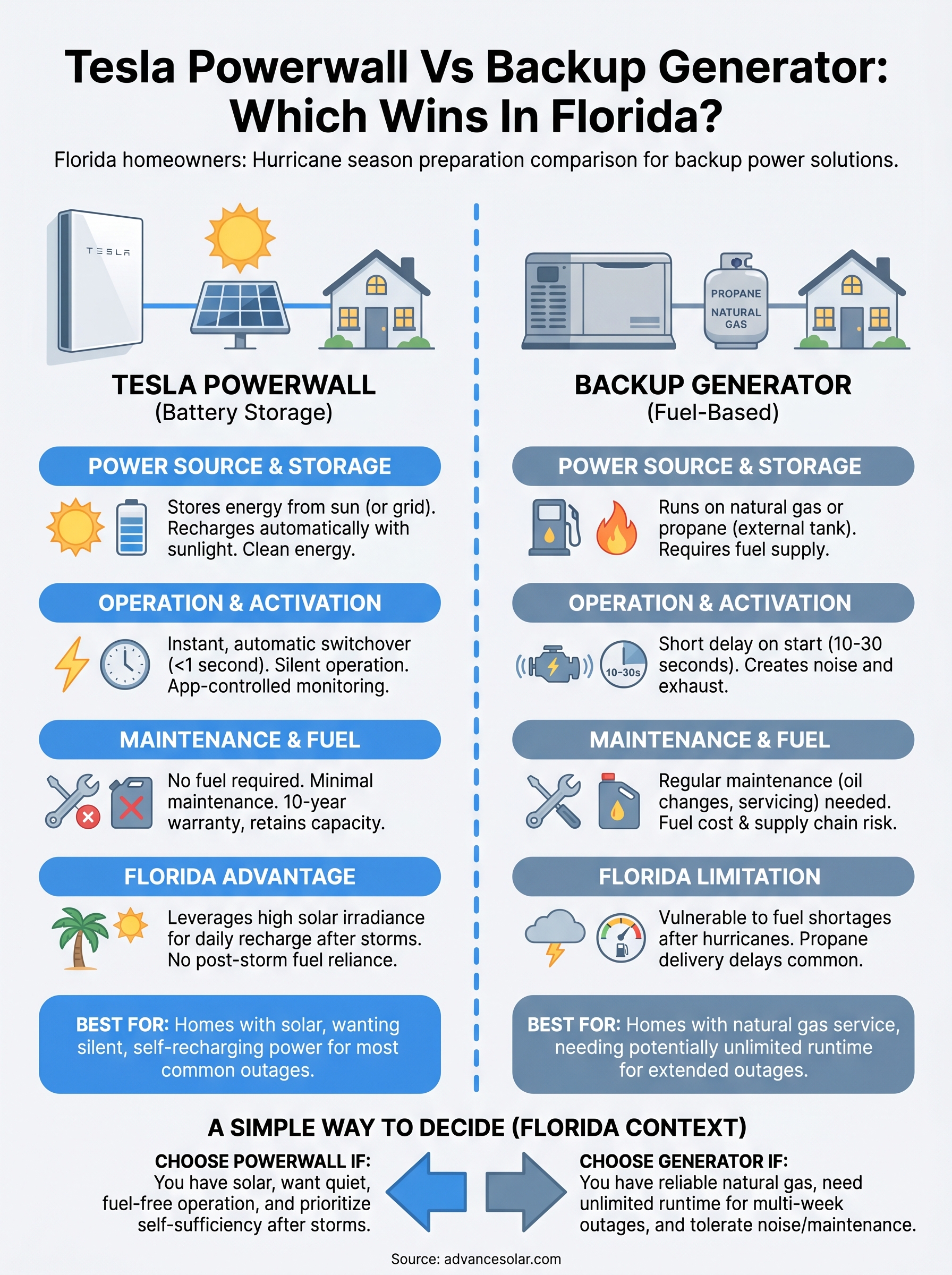 tesla powerwall vs backup generator infographic