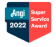 Shield-shaped badge with three colored panels reading 'Super 2022 World' (red left, blue right, dark panel at bottom).