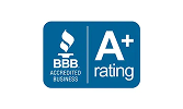BBB Accredited Business seal and A+ rating badge.