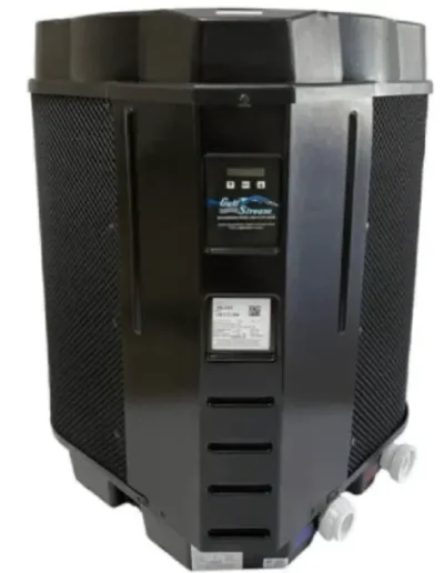 Black portable generator with a central control panel on a wheeled base and vented sides.