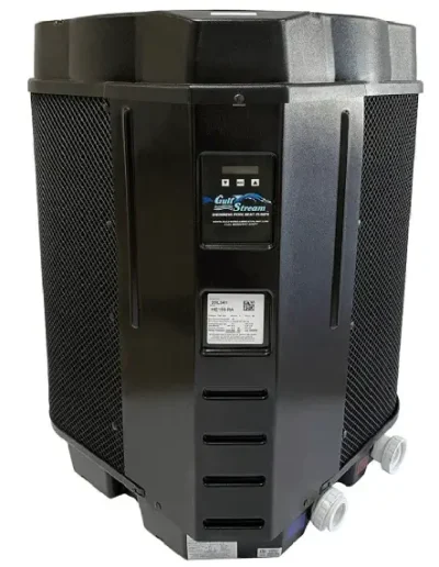 Portable black Gulf Stream unit with front control panel, mesh side grills, and wheels for mobility.